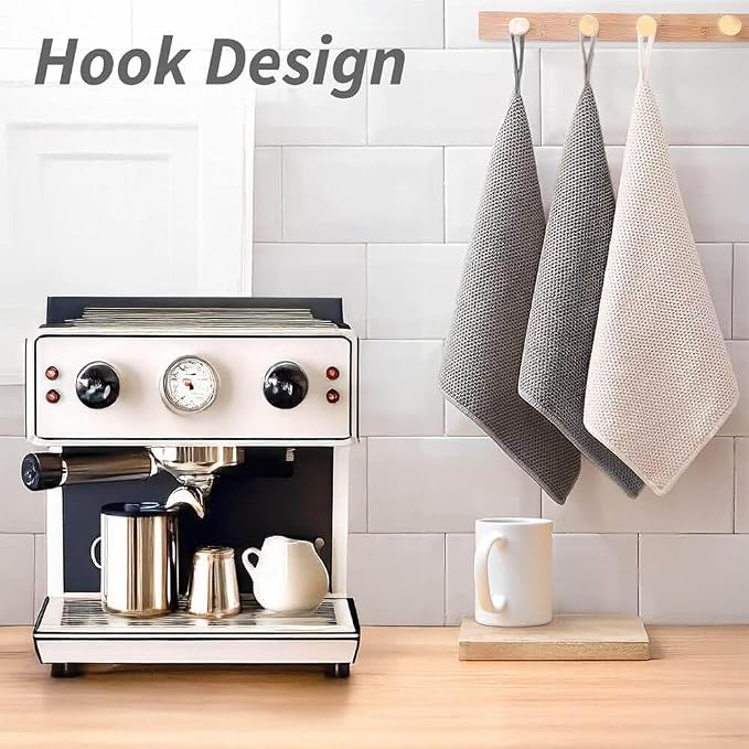 Barista Towel, Microfiber Cleaning Cloths, 12”x12”, 6 Pack, Grey | Coffee Bar Accessories, Thick Lint-free Microfiber, Highly Absorbent Cleaning Towels for Espresso Steam Wands - Image 3