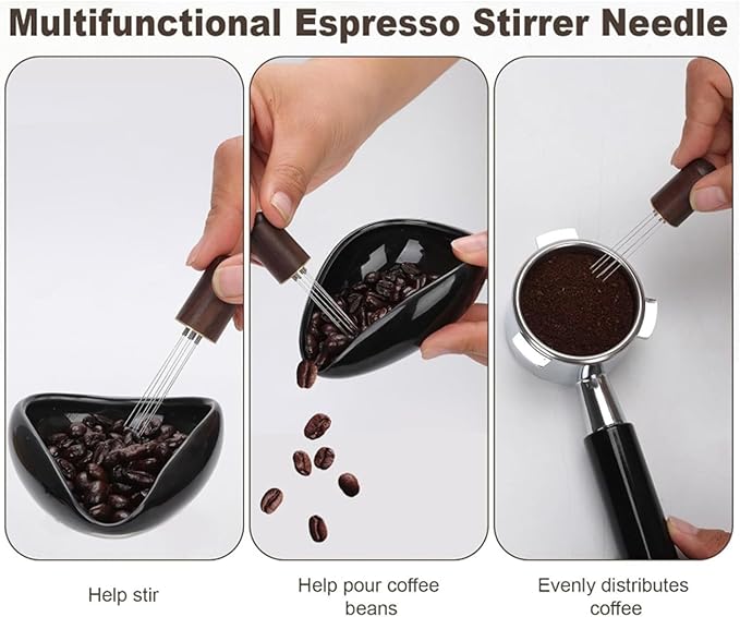 Aramox 4 Pcs Coffee Tamper Set, 58mm Barista Tools with Distribution Needle, Non Slip Silicone Base and Bean Spray Bottle for Home Coffee Making