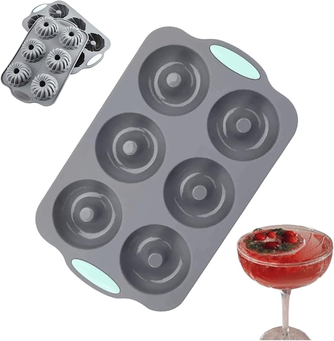 Wreath Ice Mold, Christmas Wreath Ice Mold, Holiday Christmas Shaped Silicone Ice Cube Making Trays/Molds, 6 Hole Silicone DIY Mold Suitable for Ice Cubes, Cakes, Soap (Type-B)
