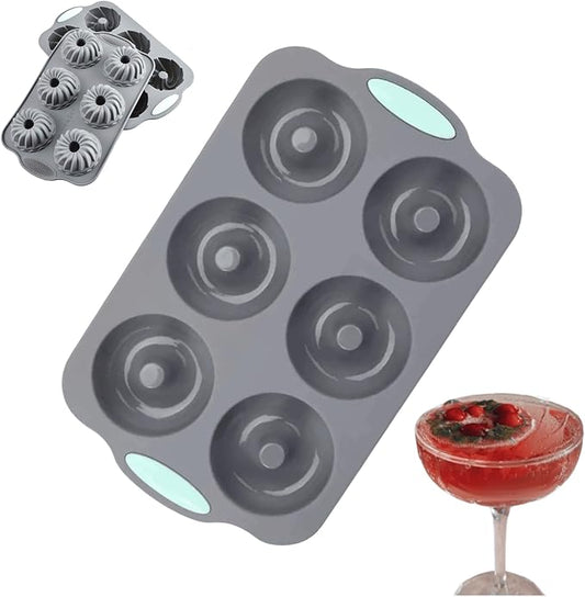 Wreath Ice Mold, Christmas Wreath Ice Mold, Holiday Christmas Shaped Silicone Ice Cube Making Trays/Molds, 6 Hole Silicone DIY Mold Suitable for Ice Cubes, Cakes, Soap (Type-B)