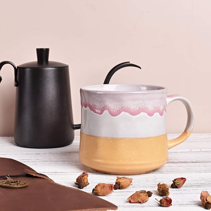 Bosmarlin Large Ceramic Coffee Mug, Big Tea Cup, 7 Colors to Choose, 21 Oz, Dishwasher and Microwave Safe, 1 PCS (Yellow) - Image 4