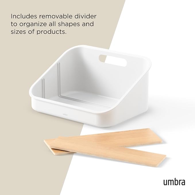 Umbra Bellwood Packet Organizer, Divided Tray for Pantry Ingredients and Other Small Items, Made of Durable Plastic and Wood, Natural/White - Image 6