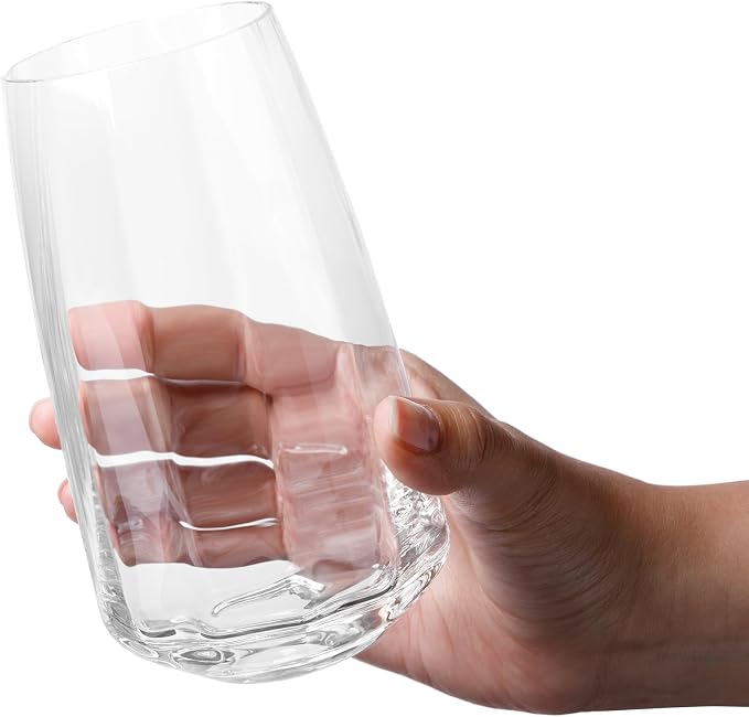 Larder & Vine Crystalline Glassware Tumbler Set, Artisan Drinkware for Cocktails, Water, Whiskey or Spirits, Handmade in Poland (Cafe Tall) - Image 4