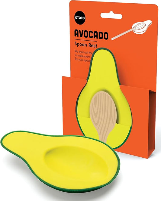 OTOTO Avocado Spoon Rest for Stove Top - Silicone Spoon Rest for Kitchen Counter, for Ladles, Tongs, Spatula Funny Cool Cute Kitchen Gifts Gadgets Accessories by OTOTO