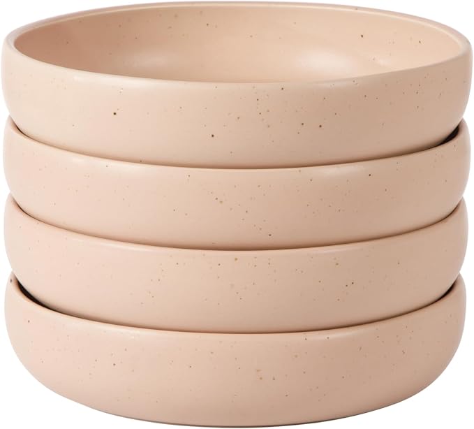 Bloomhouse - Two Time Oprah's Favorite Things Winner - Corsica Clay 4-Piece Meal and Pasta Bowl Set – Prosecco Blush Pink Stoneware for Dinner, Serving & Everyday Use - Image 3