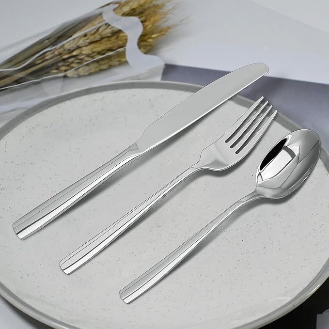 Silverware Set,18/10 Stainless Steel Silverware Set For 8,With Dinner Knives Forks Spoon Set for Home, Kitchen and Restaurant, Mirror Polished& Dishwasher Safe - Image 3