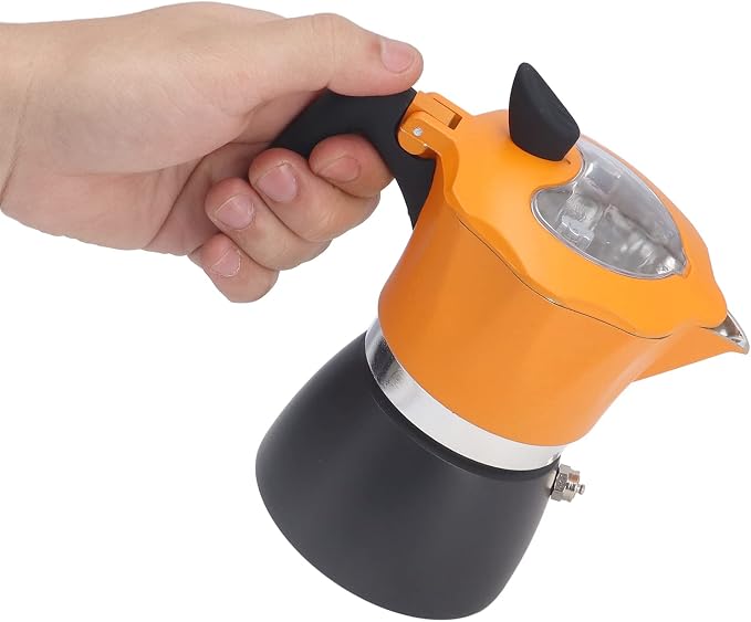 Semme Italian Aluminum Stove Coffee Maker 150ML Portable Maker for Travel Home and Office Octagonal Design for Even Heat Distribution - Image 2