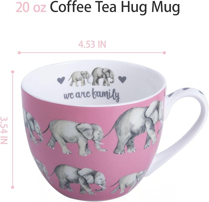 Premium 20 oz Bone China Elephant Hug Mug – Cute Elephant Design for Coffee & Tea, Ideal Holiday, Birthday, and Christmas Gift for Family and Friend, Designed in England by Harvest Green Studio - Image 3