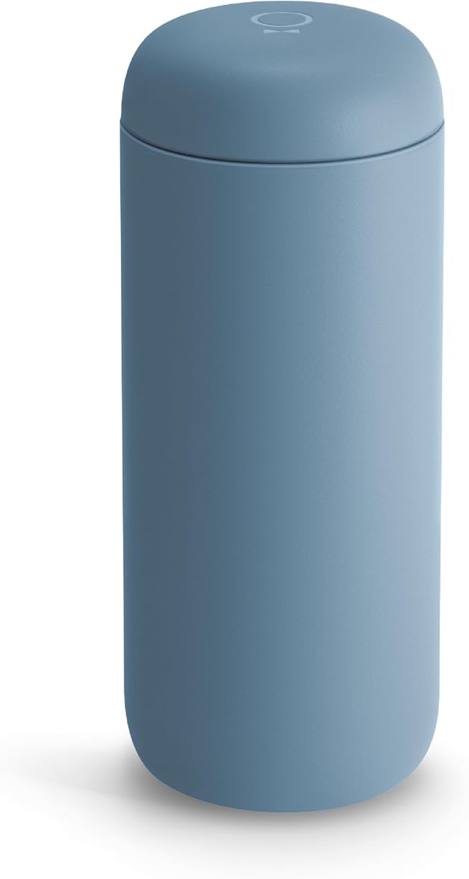 Fellow Carter Move Ceramic Lined Travel Coffee Mug 16 oz - Leak-Proof Lid | No Metallic Taste, Dishwasher Safe, Hot 12Hr Cold 24Hr, Stainless Steel Tumbler, BPA-Free, Fits Cup Holders, Hazy Blue by Unknown