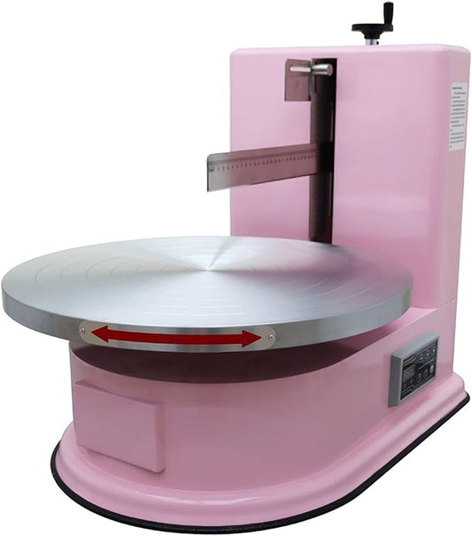 110V Electric Cake Decorator, 4-16 Inch Cake Buttercream Spreader, Professional Cake Frosting Machine with 304 Stainless Steel Spatula, Electronic Buttons, Pink