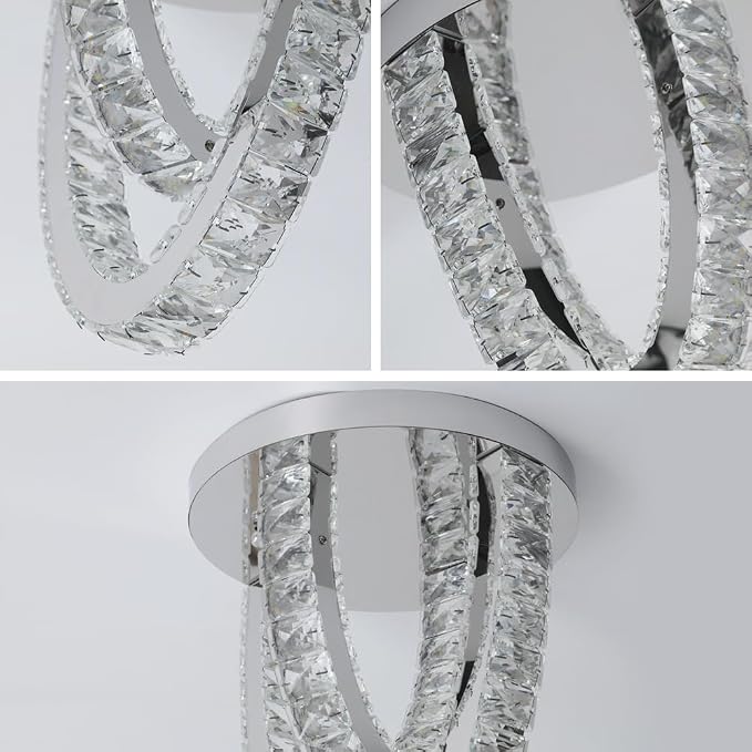 Modern Crystal Ceiling Light Chandelier, Flush Mount Lighting Fixture Pendant Ceiling Lamp Light for Living Room Bedroom Dining Room Hallway - Image 4