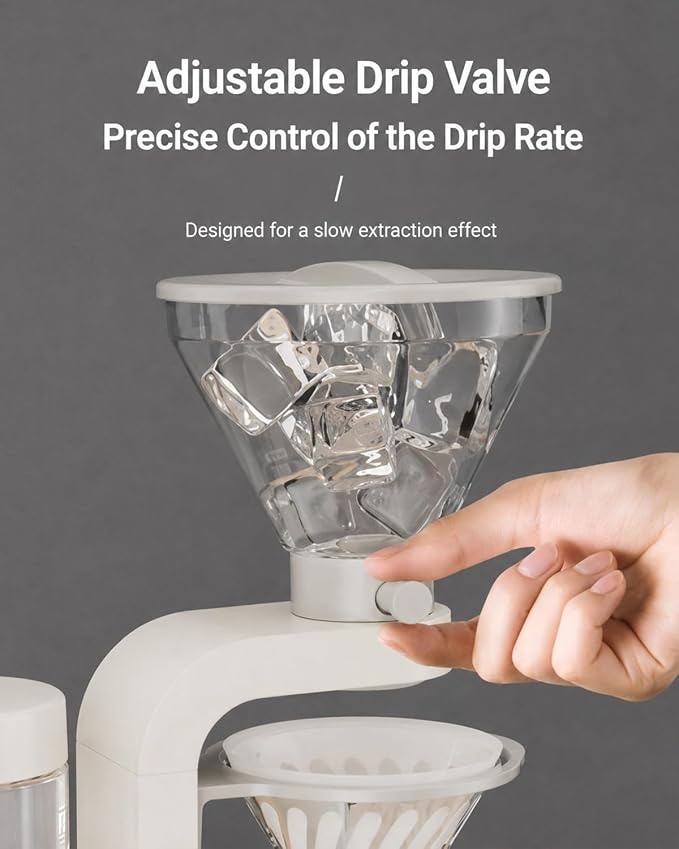 Coffee Alarm Clock Maker Bedside Dual Mode Extractor 500ml Glass Water Tank | Removable Filter Hot Water Dispenser Brewer Timer Brewed Delay Drip Pot Tea Filter Paper Ceramic Cup - Image 4