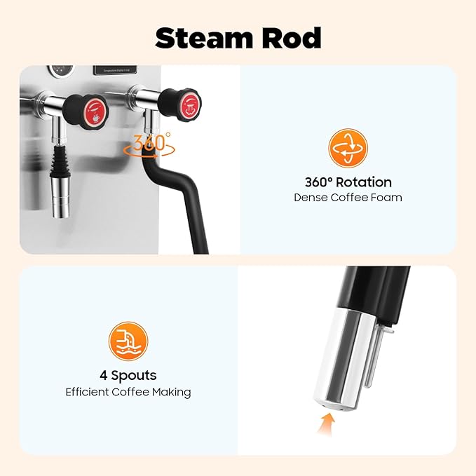 Commercial Milk Frother, 2.1Gal Automatic Steam Milk Foam Machine with LED Display, Multi Purpose Boiling Water Frothing Machine, Electric Steam Milk Foam Maker for Home, Coffee Shop, Milk Tea Shop