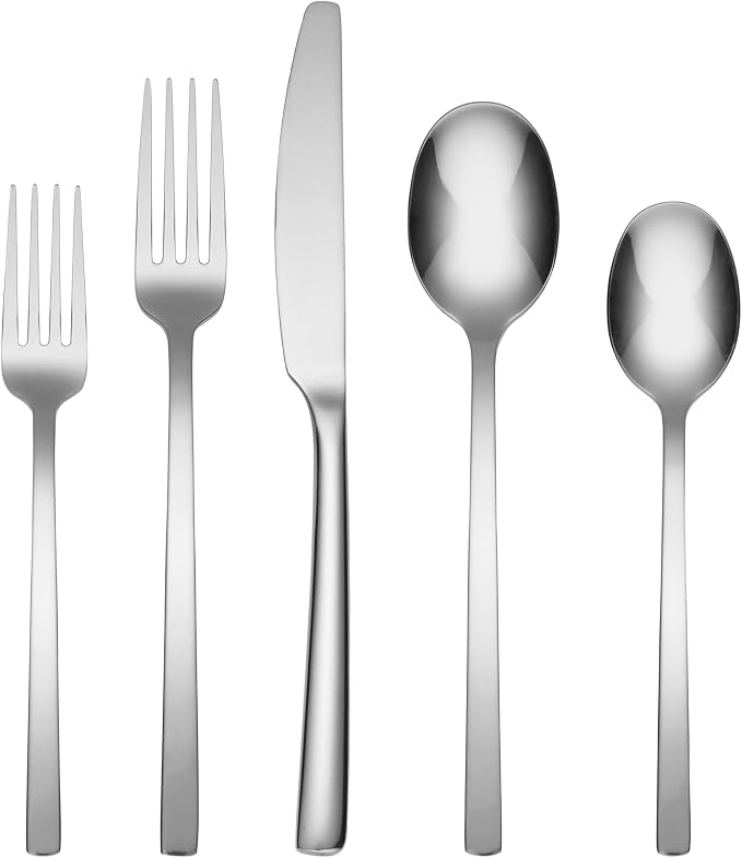 Cambridge Silverware Set, Beacon Mirror 20-Piece Flatware Set, Service For 4, 18/0 Stainless Steel, Dishwasher Safe, Flatware Cutlery Sets, Utensils, Knives Spoons And Forks, Home (Silver, 20 Pieces) by Cambridge