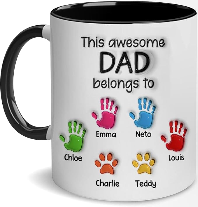 LOVELYPOD Custom Dad Mug with Kids Names, Father's Day Gift, Papa Mug for Men, Coffee Cup for Dad, Father's Day Mugs by LOVELYPOD