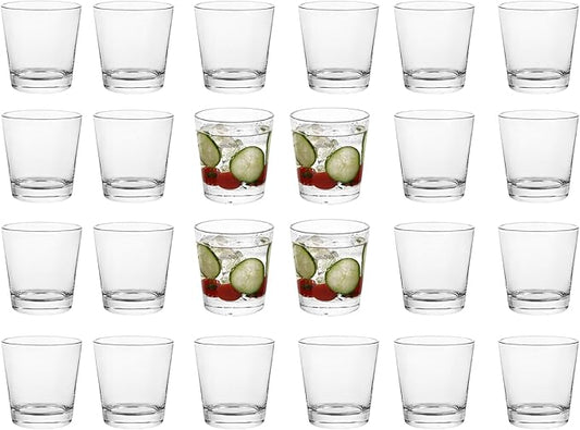 9oz Lowball Glasses, 24pc Short Glass Sets - Lead-Free Crystal Drinking Glasses for Water, Mojito, Tom Collins - Premium Bar Glassware & Cocktail Glass Set (24, Small) by BTGLLAS