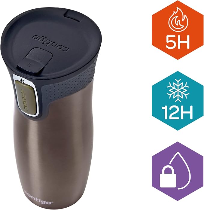 Contigo West Loop Autoseal Travel Mug, Stainless Steel Thermal Mug, Vacuum Flask, Leakproof Tumbler, Coffee Mug with BPA-Free Easy-Clean Lid - Image 3