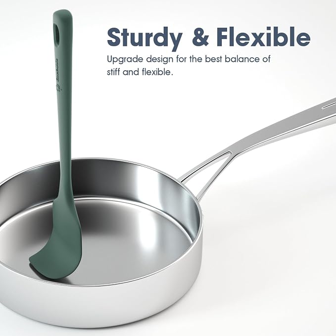 ChefAide 5 Pieces Silicone Spatula Set, Food Grade Rubber Spatula, Upgrade Strong Handle with Ergonomic Grip, Heat Resistant Up to 600°F for Nonstick Cookware, Cooking - Image 4