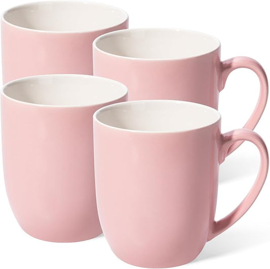 Urbanstrive 16 oz Large Coffee Mugs Set of 4 Ceramic Coffee Mug White Coffee Cups Tea Cups Idea Gift for Women Men House Warming Gifts New Home Office, Pink 4 Pack by Urbanstrive