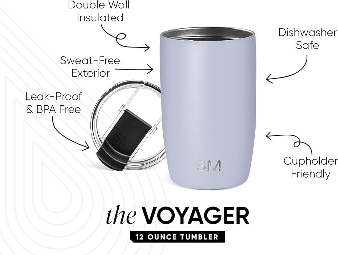 Simple Modern Travel Coffee Mug with Lid | 12oz | Blue | Voyager Coffee Cup, Coffee Tumbler for Hot & Iced Drinks | Insulated Stainless Steel Travel Mug | Dreamscape - Image 2