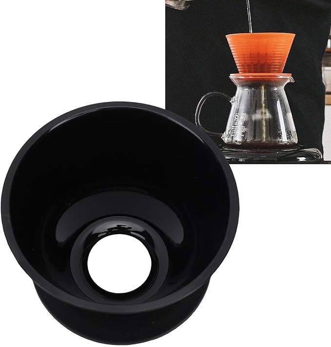 Pour Over Dripper, Flat Bottom Coffee Filter with Food Grade PP Construction, Reusable Brewing Cup for Home, Cafe & Office Use (Black)