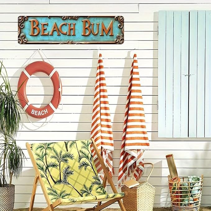 Metal Wall Decor "BEACH BUM" Funny Man Cave Decor Accessories for Home, Bar, Bathroom, Bedroom Unique Retro Tin Signs for Outdoor 4 X 16 inches - Image 2