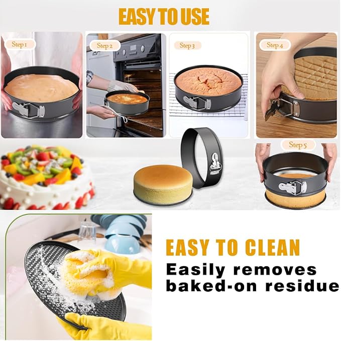 6PCS Springform Pan Round Non Stick Cheesecake Pan Durable Cake Baking Pans with Removable Bottom Cake Molds for Baking - Image 5