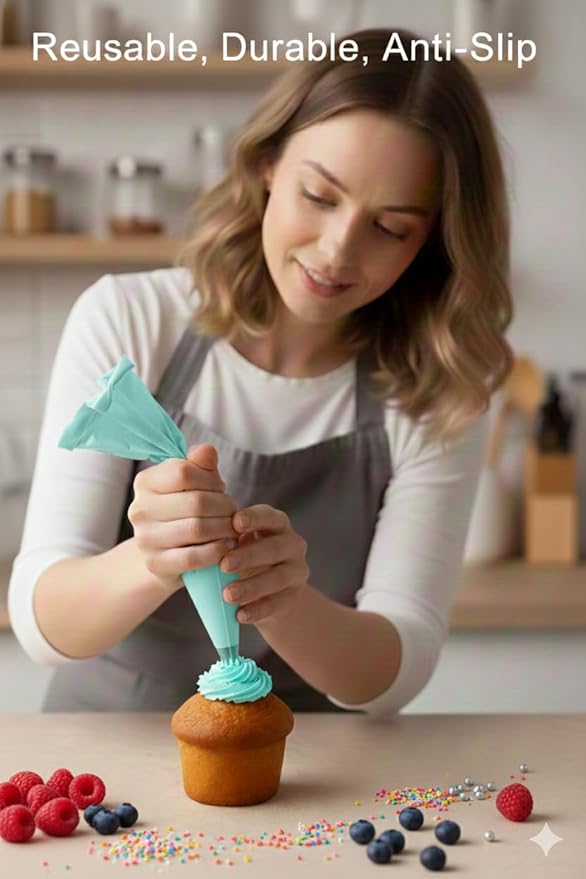 Silicone Baking Set – Gift-Ready BPA-Free Bakeware Kit with Non Stick Silicone Mini Muffin Pan, Cupcake Pan, Baking Utensils, Piping Bag & Recipe Cards – Cake Mold Starter Set for Baking