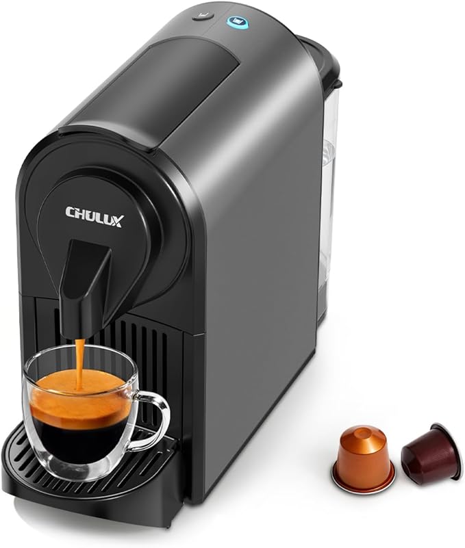 CHULUX Bafè-Pro Espresso Maker for Nes Pod, 20 Bar High Pressure Pump, Gray | 1400W Rapid Heating, Espresso Lungo Buttons, Used Capsule Drawer, Auto-Eject System, 24oz Removable Reservoir, Mini Footprint by CHULUX