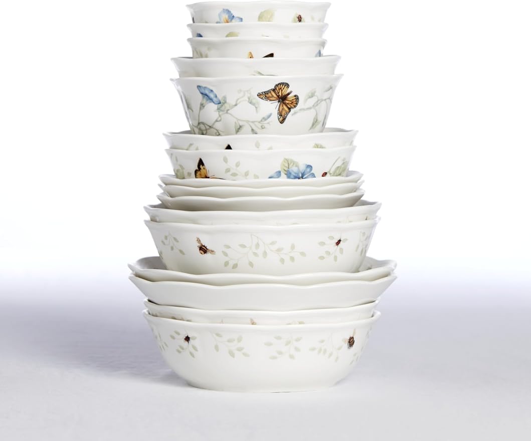 Lenox Pasta Bowl, 20oz Butterfly Meadow Pasta Bowl 1-Piece, Service For 1, Porcelain, White Serving Bowls, Wide, Shallow, Lenox Butterfly Meadow Collection, Dishwasher & Microwave Safe (White 1-Piece) - Image 7