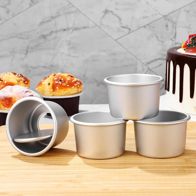 2Inch Cake Pan Set of 4, Nonstick Stainless Steel Smash Cake Pans, Round Mini Cake Pans Tin Small Size for Baking Muffin Fondant Cheesecake Mold Healthy Dishwasher Safe - Image 8