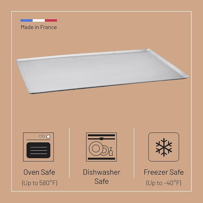 de Buyer Aluminum Baking Sheet - 15.75” x 11.8” - Perfect for Pastries, Cookies, Pizza & Tarts - Easy to Clean - Dishwasher Safe - Image 3