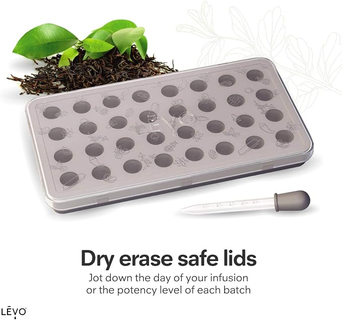 LĒVO Gummy and Candy Molds - 3mL Silicone Gummy Trays with Dry-Erase Lid - Set of 2 - Non-Stick Silicone Candy and Chocolate Molds - For Your LĒVO Herbal Oil Infusion - Makes 64 Round Gummies - Image 8