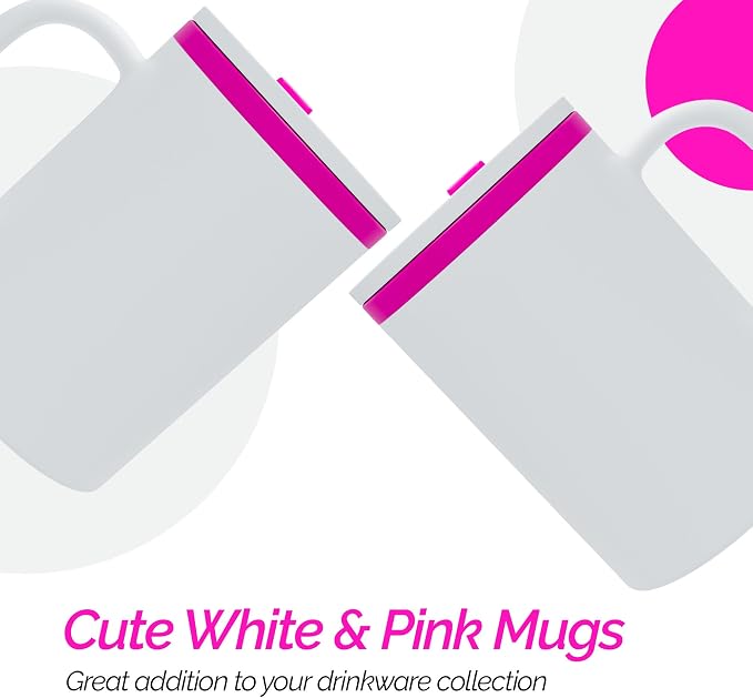 Copco Iconic Desk Mug with Lid & Handle, 16 Oz - Pink, Set of 2 | Double-Wall Insulated Reusable Coffee Mug, Spill-Resistant Slide, Wide Mouth for Hot & Cold Drinks, Office & Travel Cup - Image 4