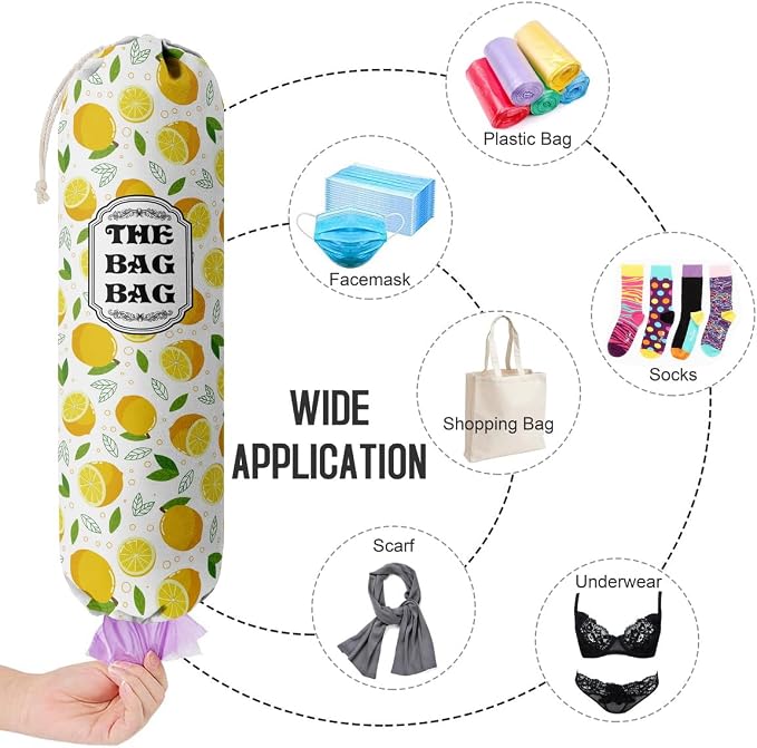 The Bag Grocery Holder, Lemon Organizer for Shopping Bags, Wall Mount Plastic Storage Container Dispenser, Kitchen Gifts for Women Family Friends Grandma Mom (C-2) - Image 4