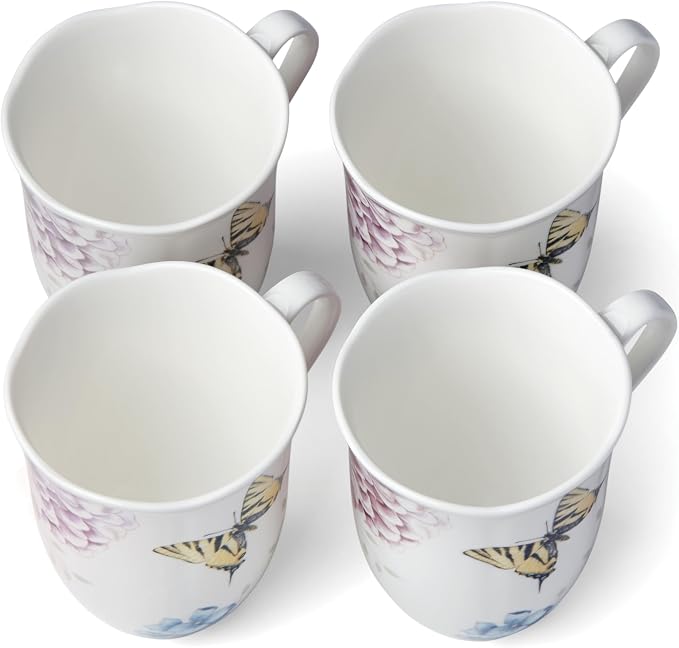 Lenox Butterfly Meadow Hydrangea 4-Piece Porcelain Mug Set, 4 Count (Pack of 1), Multi - Image 3