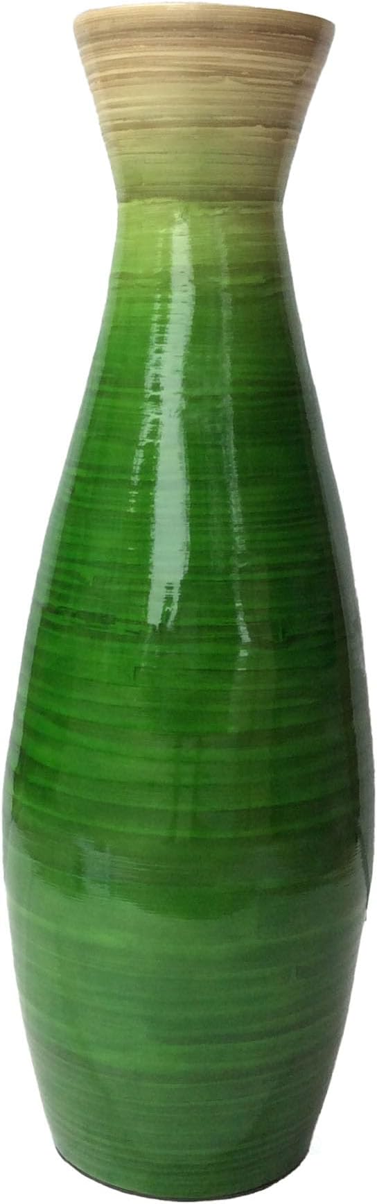 Uniquewise 24" Classic Bamboo Floor Vase Handmade, for Dining, Living Room, Entryway, Fill Up with Dried Branches Or Flowers, Glossy Green by Uniquewise