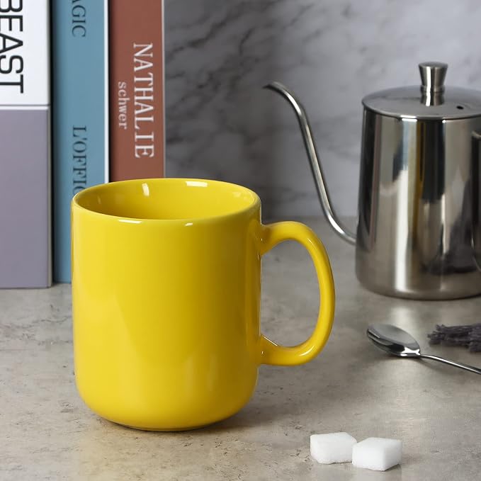 20 OZ Large Coffee Mug, M016 Ceramic Big Tea Cup with Handle for Dad Men, Yellow - Image 2