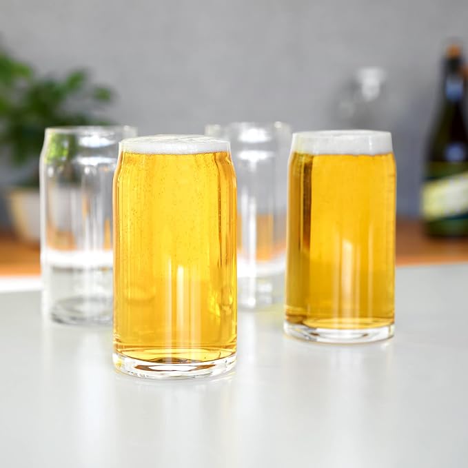 True Beer Can Glasses, Clear Tumblers, Superior Cocktail, Water, Juice, Iced Coffee, Soda, Beverage Drinking Glass, Kitchen Glassware Sets, Drinkware, Home Bar, 16 oz Set of 4 - Image 4