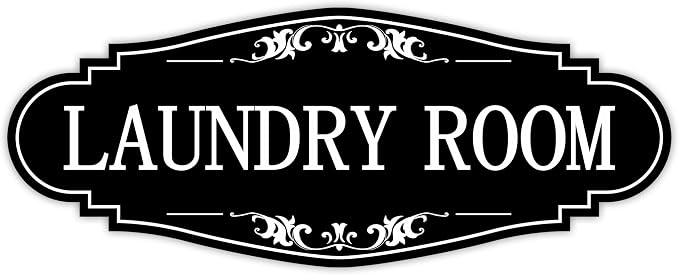 Laundry Room Door Sign for Business and Home，Self-adhesive Waterproof Cute Laundry Room Door Sticker Decals for House, Apartment, Hotel Laundromat Decor（Black） by LUHIMO