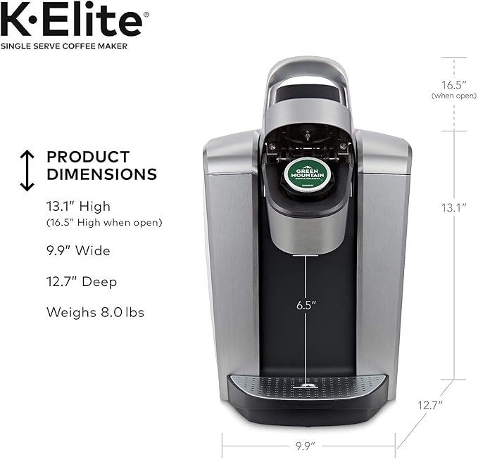 Keurig C K-Elite Maker, Single Serve K-Cup Pod Brewer, with Iced Coffee Capability, Extra Included, 75oz, Brushed Silver Plus Filter Bundle | Iced coffee capability, 75 oz reservoir, Filter - Image 4