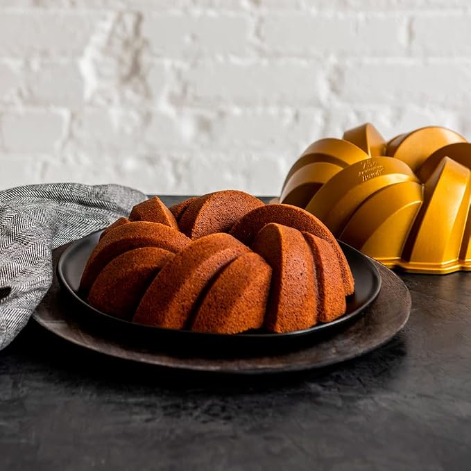 Nordic Ware NW 95577 75th Anniversary Braided Rope Bundt Cake Pan, Gold 12 Cup Capacity - Image 7