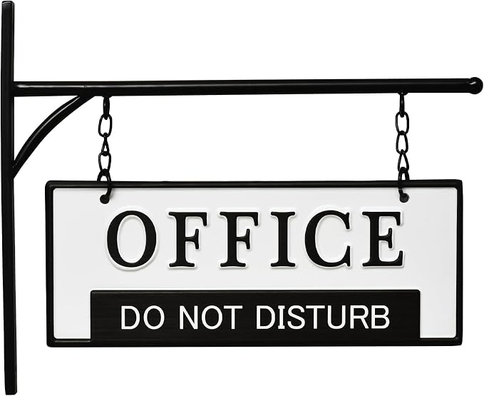 EMAX HOME Wall-Mounted Metal Office Sign – Farmhouse Enamelware 2-Sided Reception/Office Sign, Classic Black and White Design for Professional Spaces - Image 2