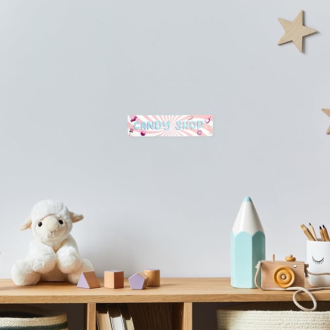Candy Shop Sign Candy Bar Sign Girl’S Bedroom Decor Retro Wall Decor Vintage Decoration For Home Store Cafe 4×16 Inches - Image 5