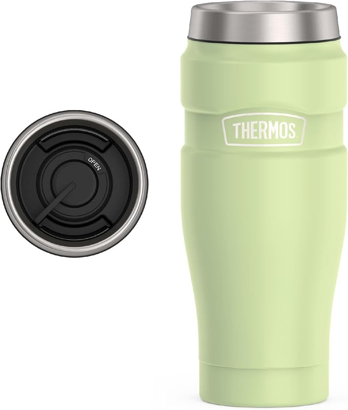 THERMOS Stainless King Vacuum-Insulated Stainless Steel Tumbler - 16oz, Matte Green - Insulated Coffee Tumbler for Hot & Cold Drinks - Leak-Proof & Sweat-Proof for Commuting & Traveling by Thermos