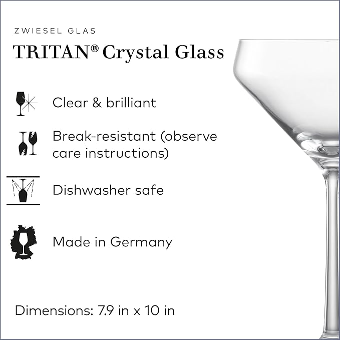 Zwiesel Glas Pure Martini Glass (Set of 6), Cocktail Glasses for Martini, Dishwasher-Safe Machine-Made Tritan Crystal Glasses, Made in Germany (12.3 Ounce) - Image 2