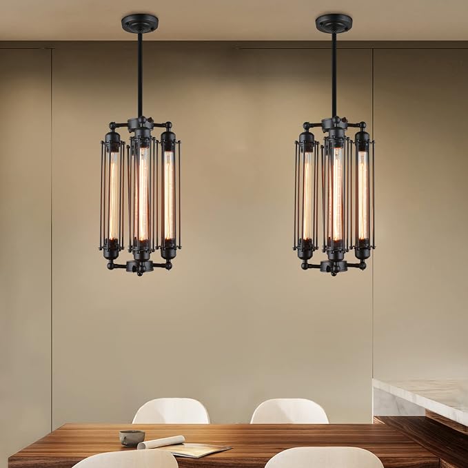 Industrial Steampunk Chandelier 2pcs Vintage Pendant Light Loft Ceiling Fixture for Country Hotel Restaurant Bar Creative Ceiling Lamp(4 Heads) by LUOLAX