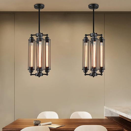 Industrial Steampunk Chandelier 2pcs Vintage Pendant Light Loft Ceiling Fixture for Country Hotel Restaurant Bar Creative Ceiling Lamp(4 Heads) by LUOLAX