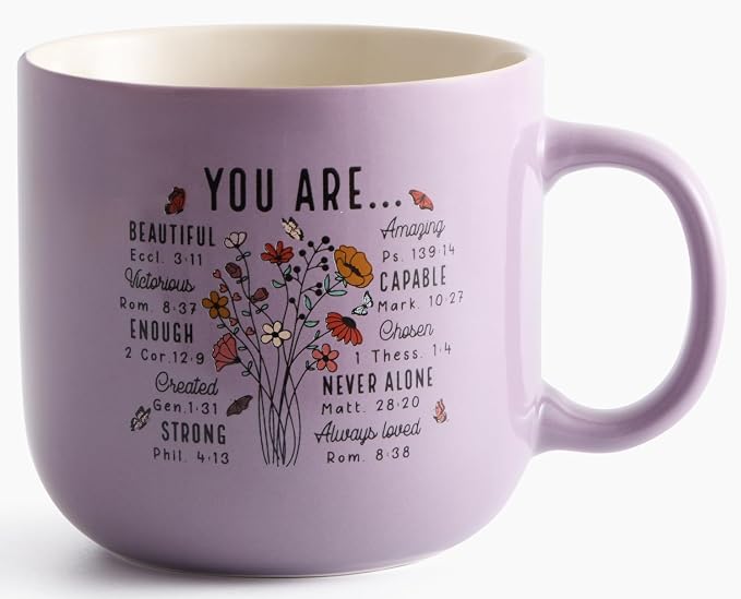 Christian Gifts – Bible Verse Ceramic Coffee Mug 14oz, Wildflower Faith Mug, Dishwasher & Microwave Safe, Inspirational Gift for Friends & Women by Hoomey