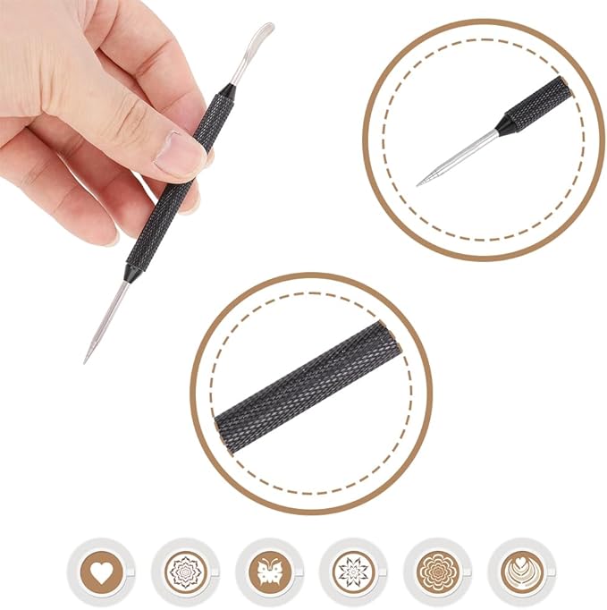 Joyzan Coffee Latte Art Pen, Stainless Steel Spice Cappuccino Pull Needle Decorating Tool Fancy Stitch Barista Precision Carving DIY Kitchen Gadget Espresso Machine Supply Home Cafe Brewing Settings